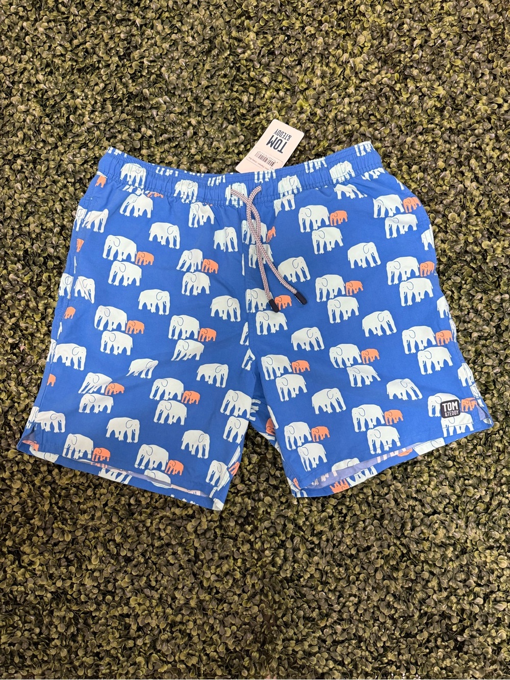 Tom & Teddy Men's Blue Elephant Print Swim Trunks